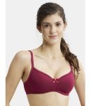 Jockey 1723 Wirefree Padded Super Combed Cotton Elastane Lace Styling T-Shirt Bra - Beet Red