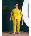 Little More By Stylum Cotton Blend Solid Kurti With Pants Women's Stitched Salwar Suit - Mustard ( Pack of 1 )