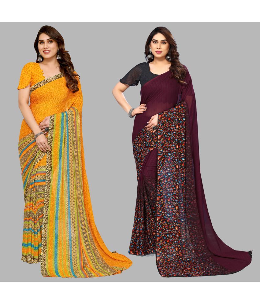     			ANAND SAREES Georgette Printed Saree With Blouse Piece - Multicolor ( Pack of 2 )