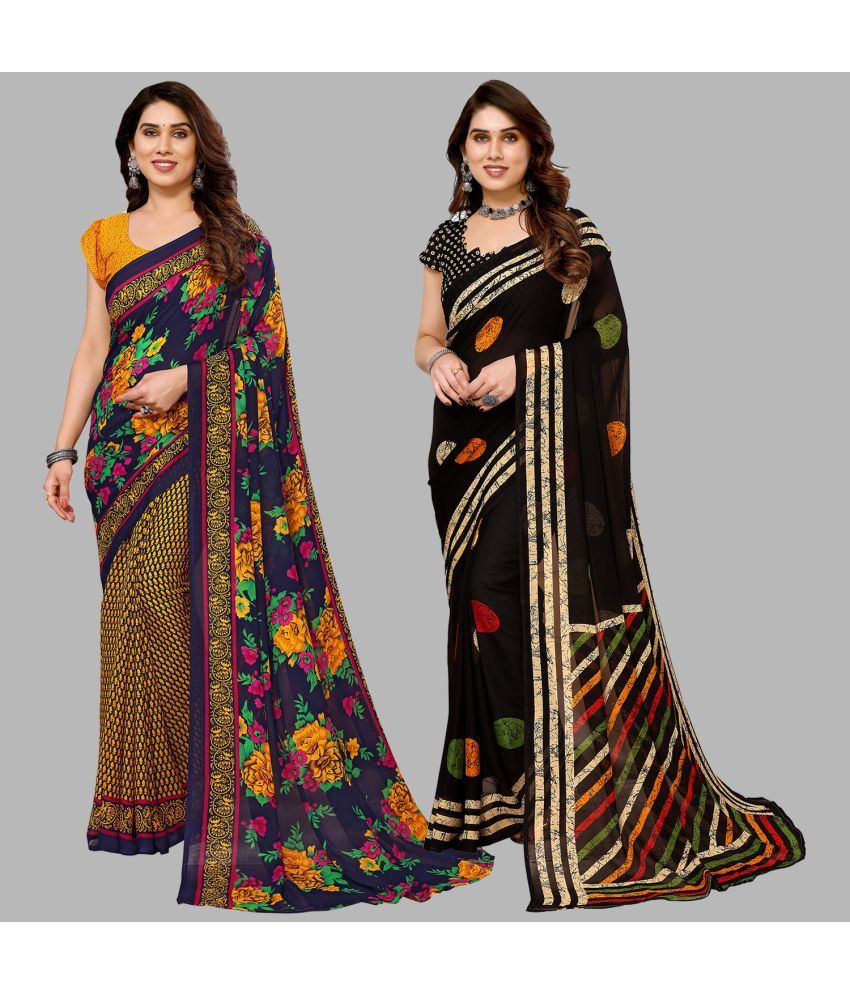     			ANAND SAREES Georgette Printed Saree With Blouse Piece - Multicolor ( Pack of 2 )