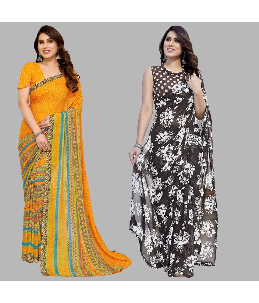     			ANAND SAREES Georgette Printed Saree With Blouse Piece - Multicolor ( Pack of 2 )