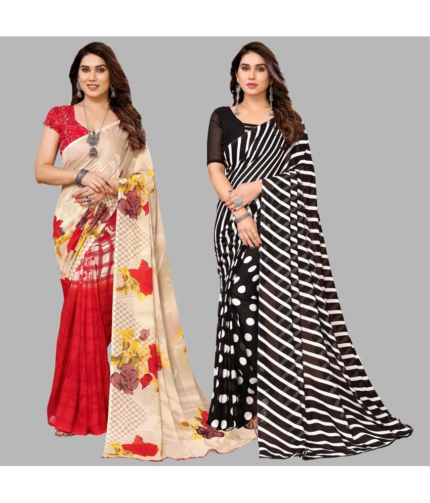     			ANAND SAREES Georgette Printed Saree With Blouse Piece - Multicolor ( Pack of 2 )