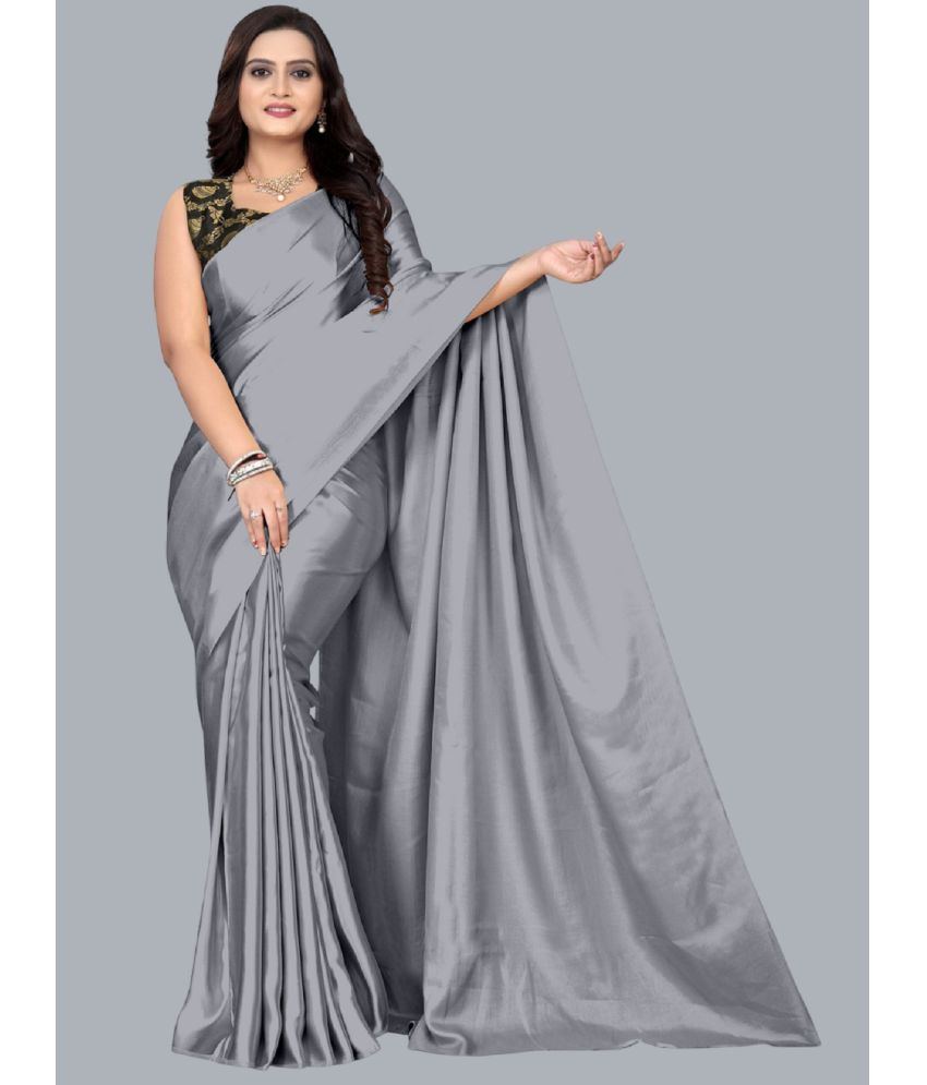     			Aika Banarasi Silk Embellished Saree With Blouse Piece - Grey ( Pack of 1 )