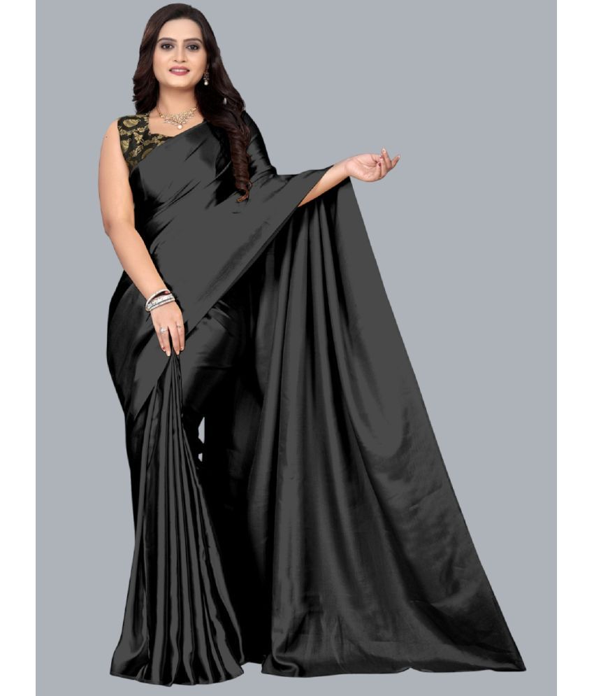     			Aika Banarasi Silk Embellished Saree With Blouse Piece - Black ( Pack of 1 )