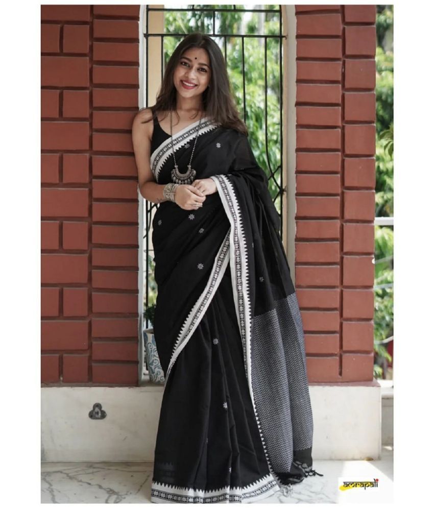     			Aika Banarasi Silk Embellished Saree With Blouse Piece - Black ( Pack of 1 )