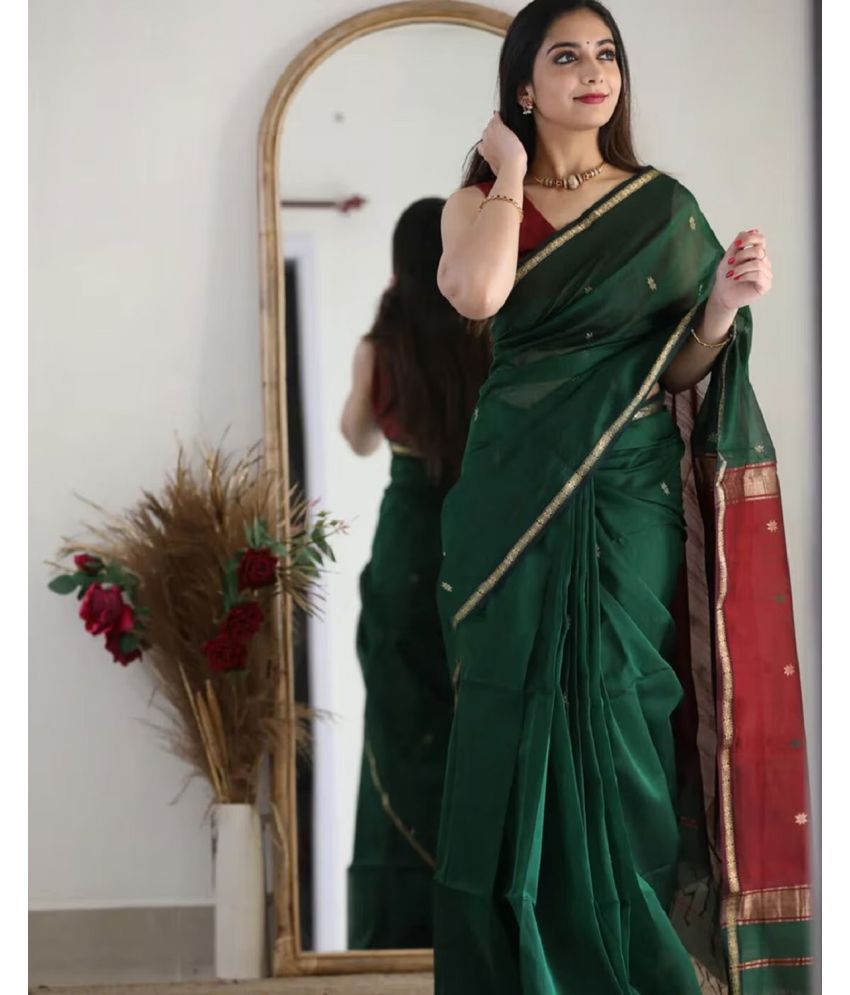     			Aika Banarasi Silk Embellished Saree With Blouse Piece - Maroon ( Pack of 1 )