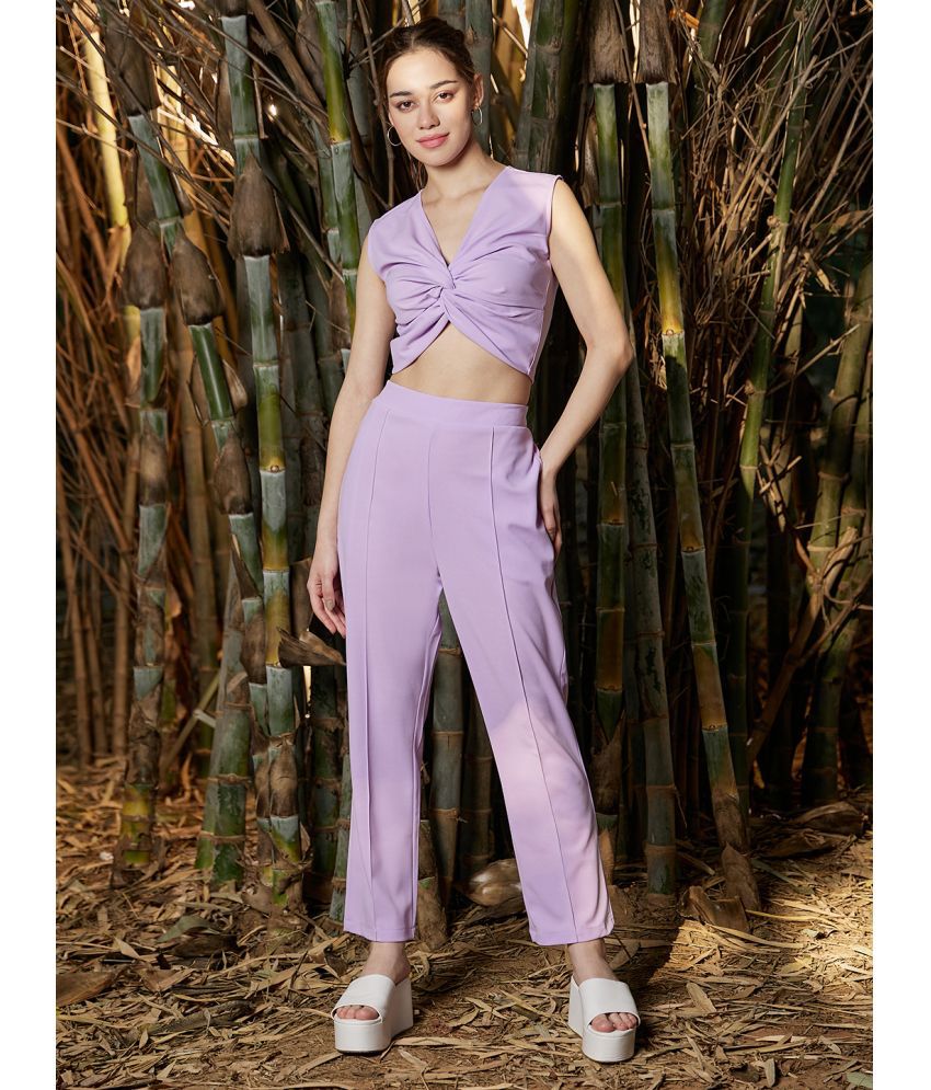     			Athena Lavender Solid Pant Top Set