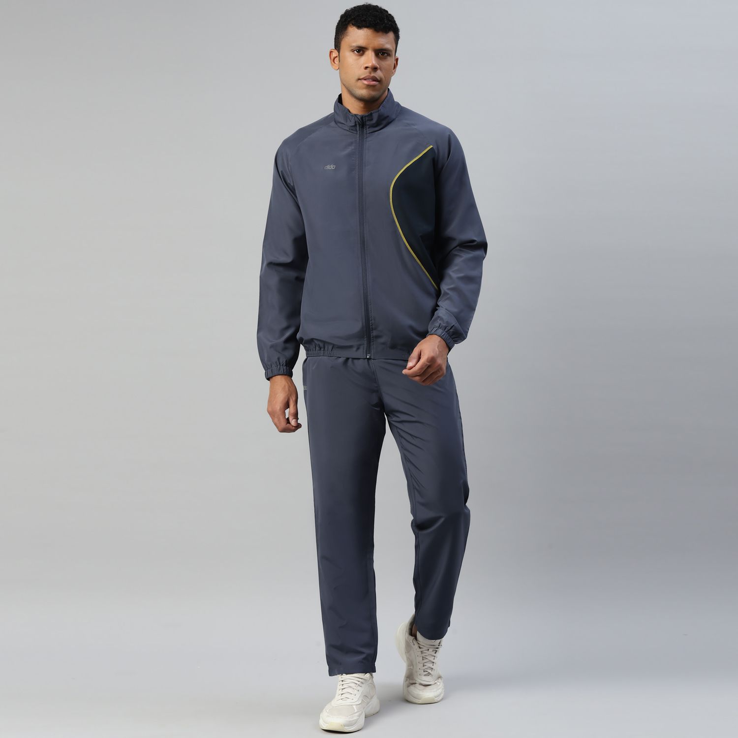     			Dida Sportswear Dark Grey Polyester Regular Fit Colorblock Men's Sports Tracksuit ( Pack of 1 )