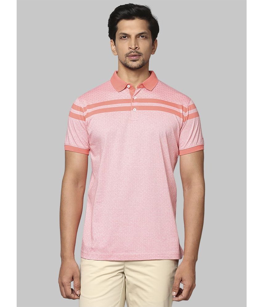     			Park Avenue Cotton Slim Fit Striped Half Sleeves Men's Polo T Shirt - Pink ( Pack of 1 )