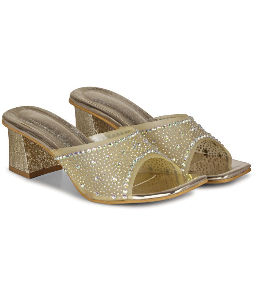     			Saheb Gold Women's Slip On Heels