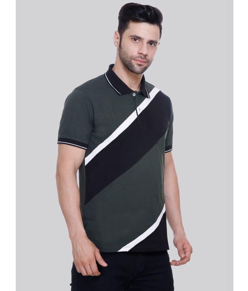     			Trooika Cotton Blend Regular Fit Colorblock Half Sleeves Men's Polo T Shirt - Green ( Pack of 1 )