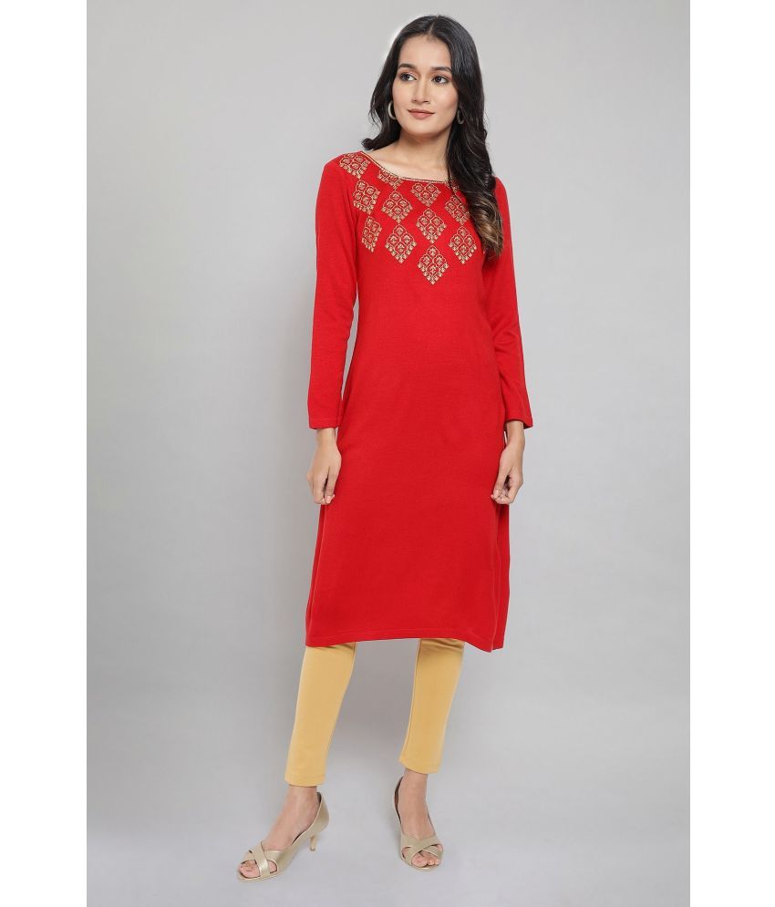     			Aurelia Acrylic Embroidered Straight Women's Kurti - Red ( Pack of 1 )