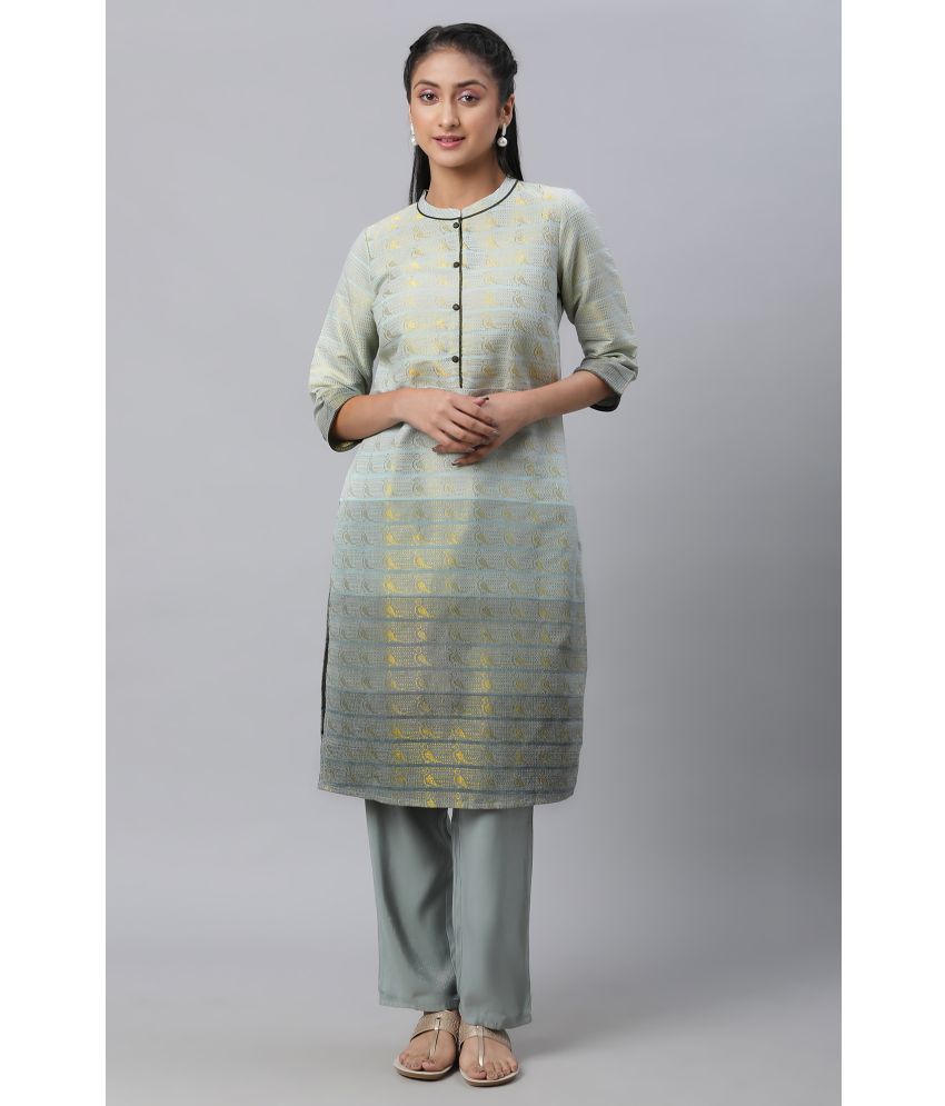     			Aurelia Cotton Blend Dyed Straight Women's Kurti - Grey ( Pack of 1 )