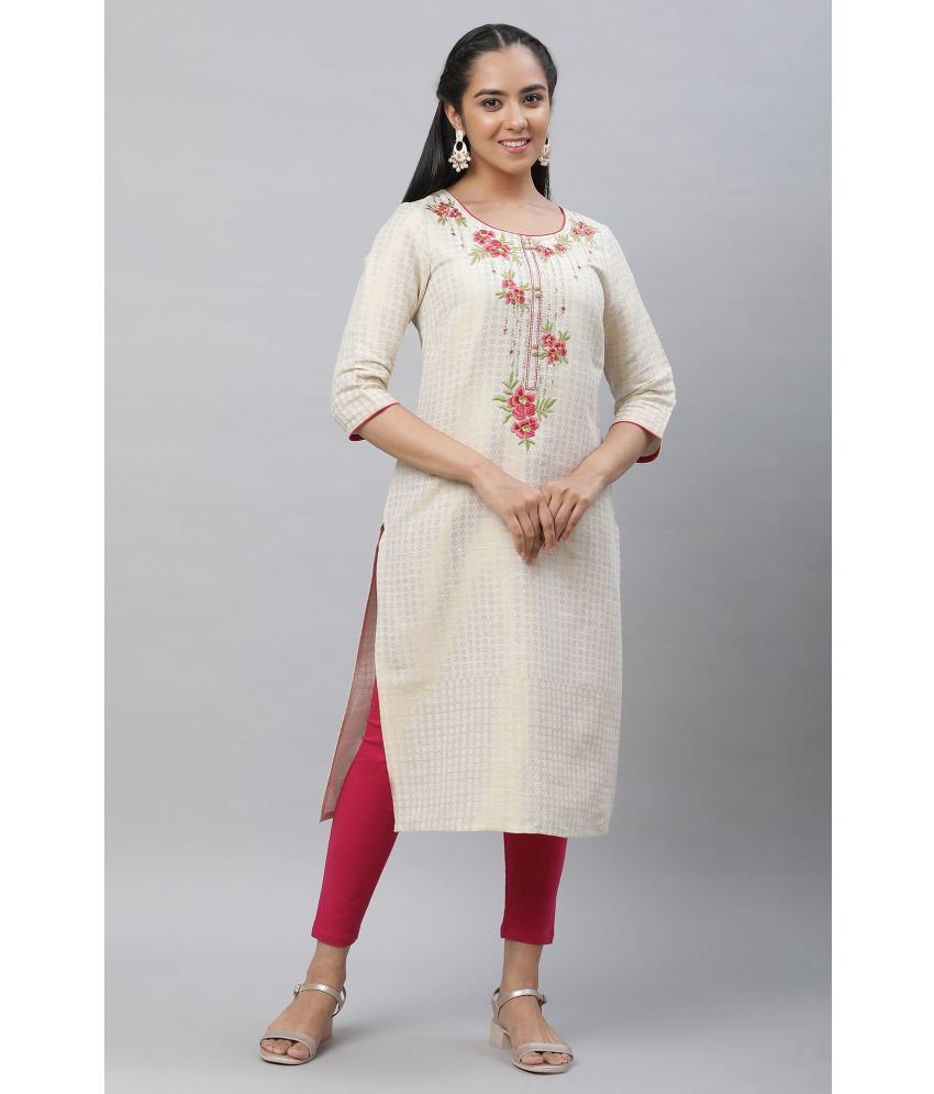     			Aurelia Cotton Blend Dyed Straight Women's Kurti - Beige ( Pack of 1 )