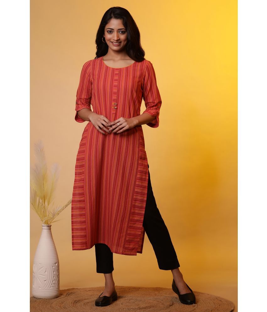     			Aurelia Cotton Dyed Straight Women's Kurti - Orange ( Pack of 1 )