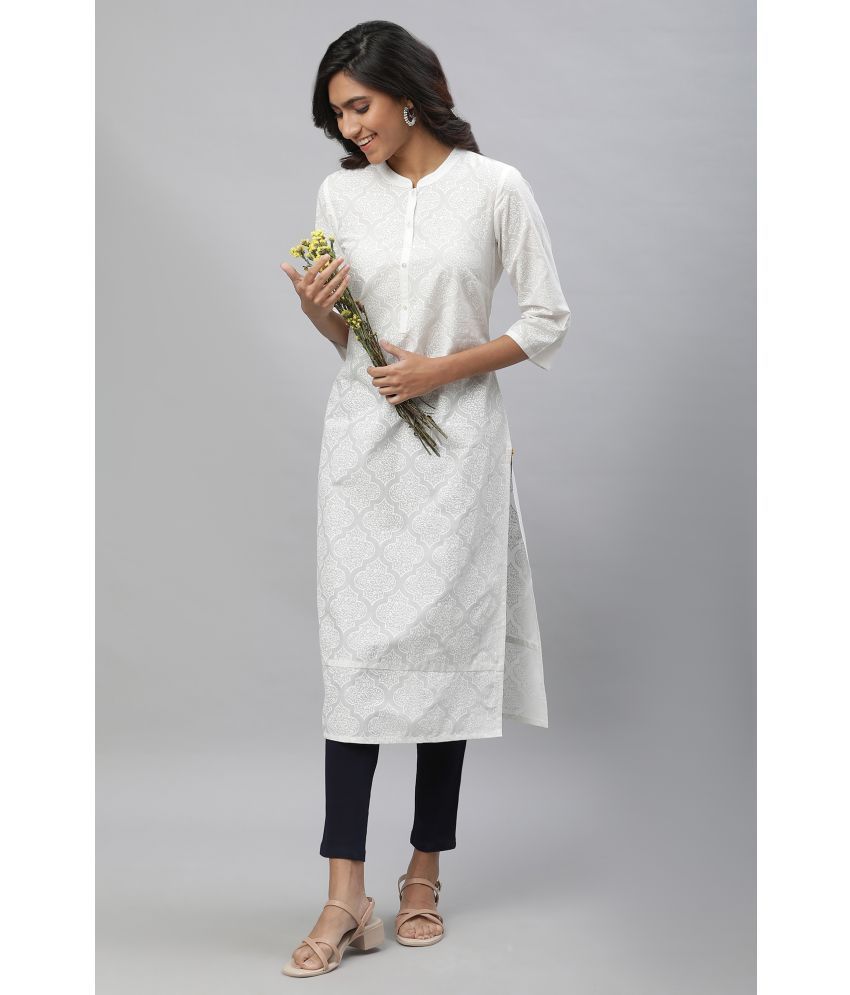     			Aurelia Cotton Printed Straight Women's Kurti - White ( Pack of 1 )