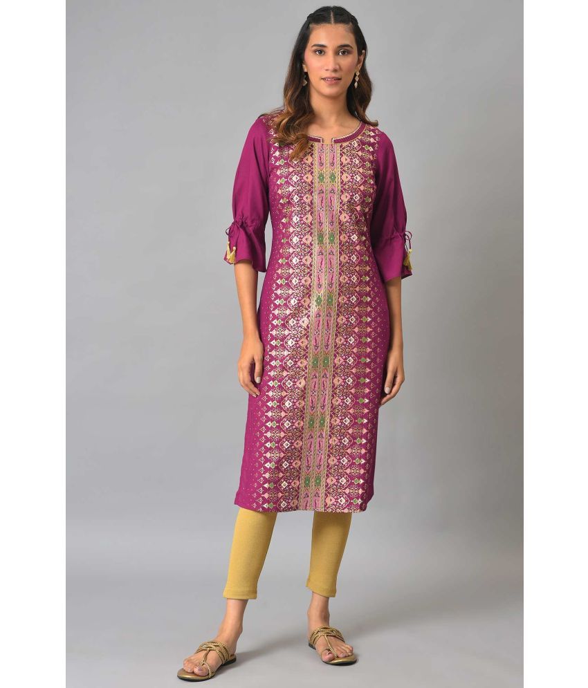     			Aurelia Viscose Printed Straight Women's Kurti - Purple ( Pack of 1 )