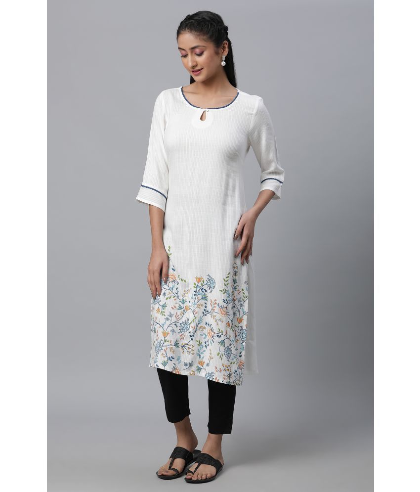     			Aurelia Viscose Printed Straight Women's Kurti - White ( Pack of 1 )