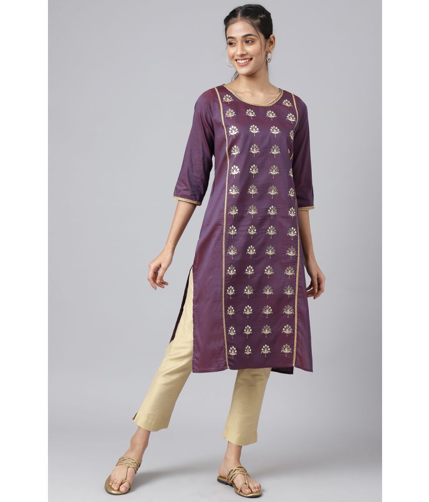     			Aurelia Viscose Solid Straight Women's Kurti - Purple ( Pack of 1 )