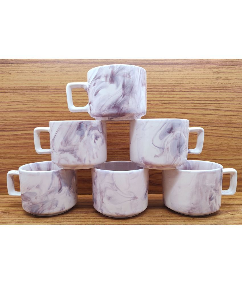     			Laghima jadon Purple Hotel Cup Printed Ceramic Tea Cup 130 ml ( Pack of 6 )