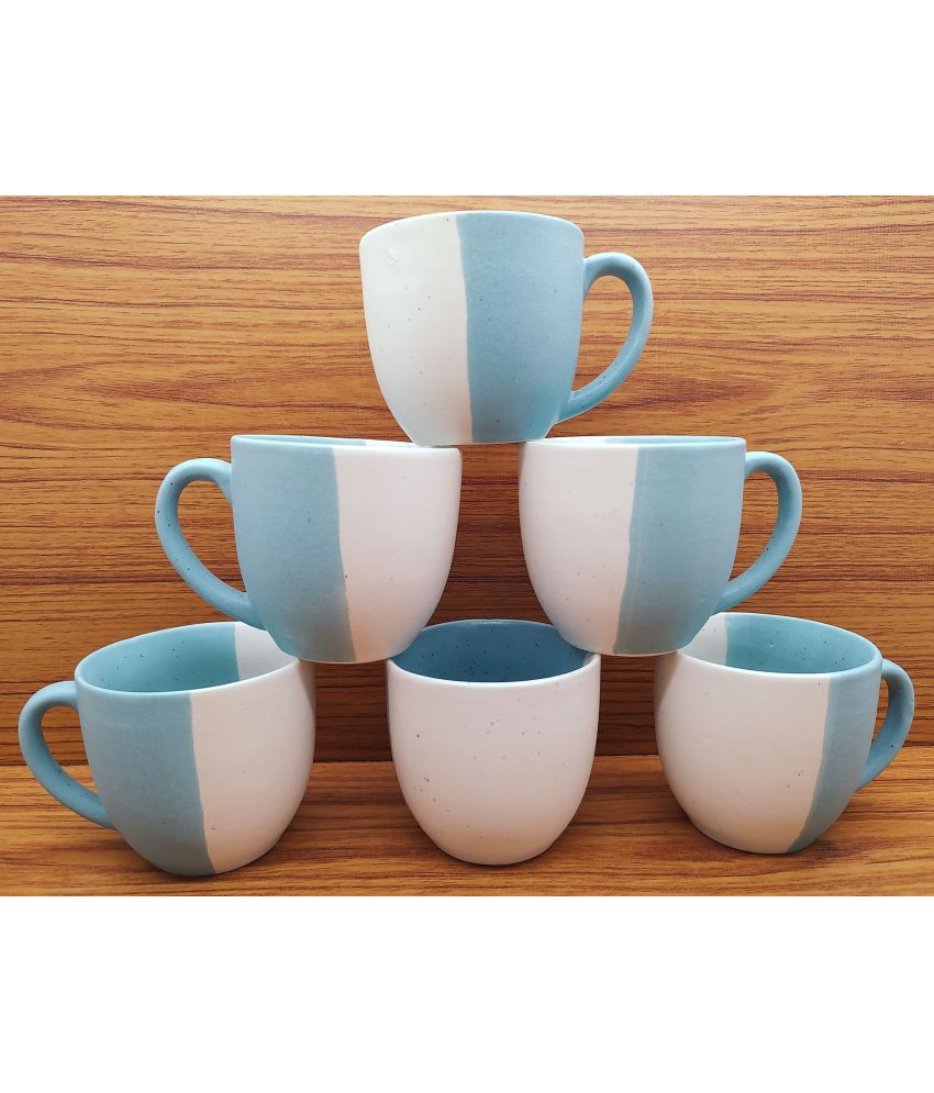    			Laghima jadon Round U Shape Colorblock Ceramic Tea Cup 150 ml ( Pack of 6 )