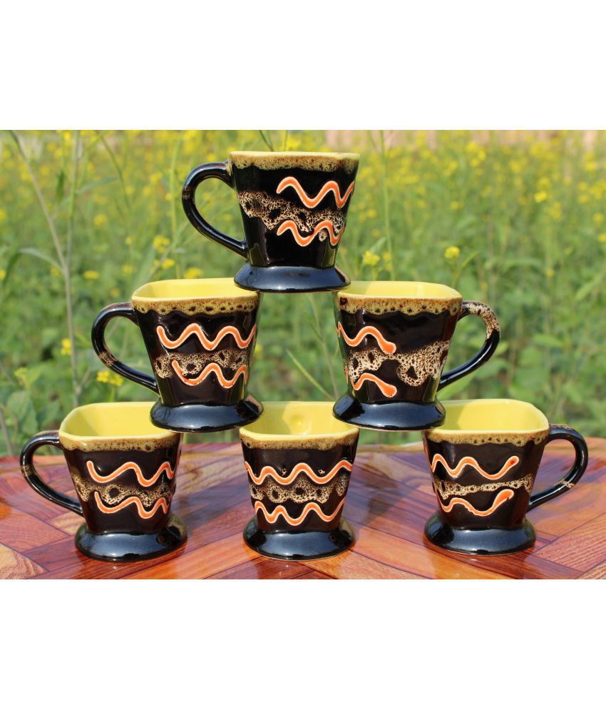     			Laghima jadon Square Shape Design Solid Ceramic Tea Cup 80 ml ( Pack of 6 )