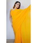 ANAND SAREES Georgette Solid Saree With Blouse Piece - Yellow ( Pack of 1 )