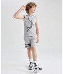 J&JP Pack of 1 Boys Cotton Blend T-Shirt & Shorts ( Grey )