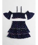 Nauti Nati Pack of 1 Girls Polyester Top With Skirt ( Navy Blue )