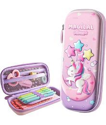 sukon 3D Unicorn Pencil Case, Cute Large Capacity Pen Box for Girls, 3D EVA Stationery Box Pink Pencil Pouch