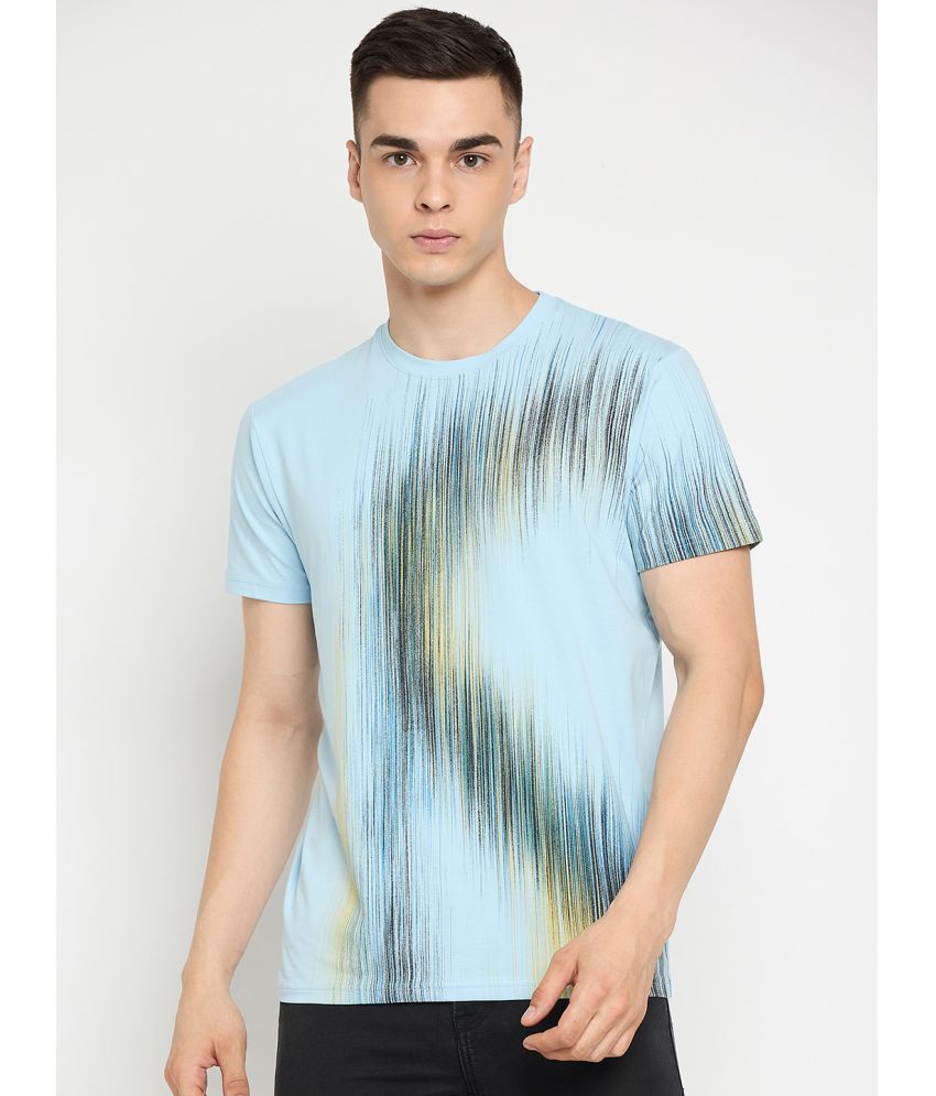     			98 Degree North 100% Cotton Regular Fit Printed Half Sleeves Men's T-Shirt - Sky Blue ( Pack of 1 )