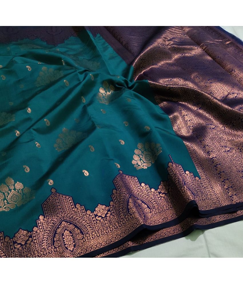     			Aika Banarasi Silk Embellished Saree With Blouse Piece - Rama ( Pack of 1 )