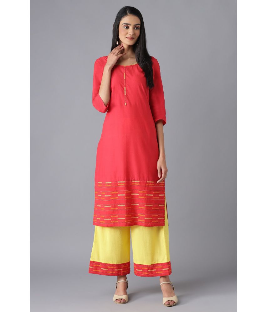     			Aurelia Cotton Dyed Kurti With Palazzo Women's Stitched Salwar Suit - Red ( Pack of 1 )