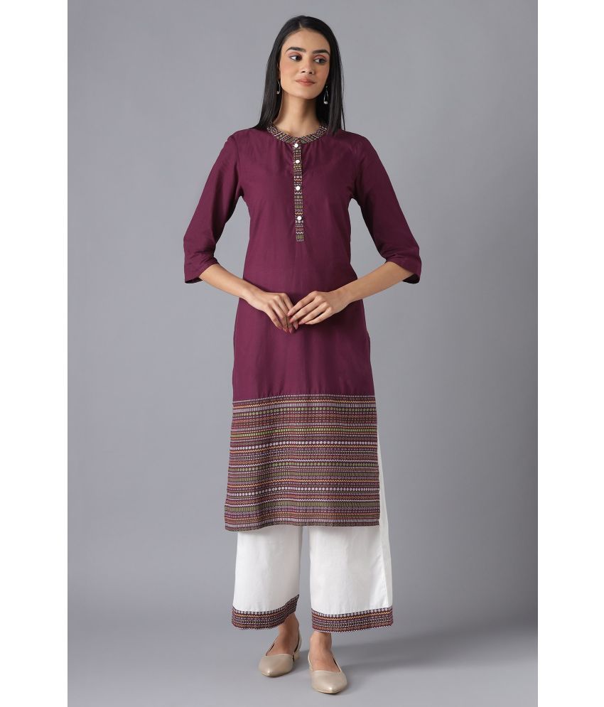     			Aurelia Cotton Dyed Kurti With Pants Women's Stitched Salwar Suit - Purple ( Pack of 1 )