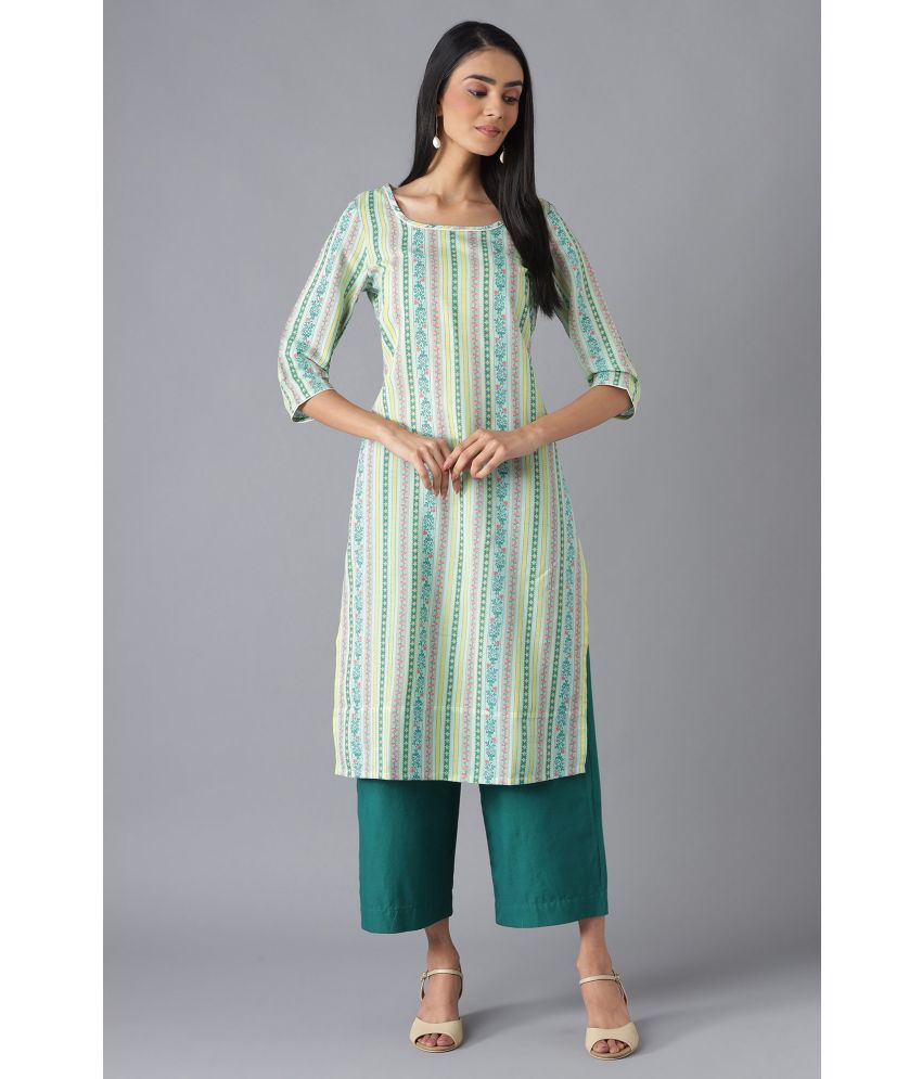     			Aurelia Polyester Printed Kurti With Pants Women's Stitched Salwar Suit - Green ( Pack of 1 )