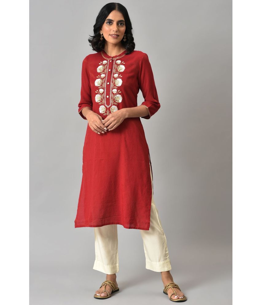     			Aurelia Viscose Dyed Kurti With Pants Women's Stitched Salwar Suit - Red ( Pack of 1 )