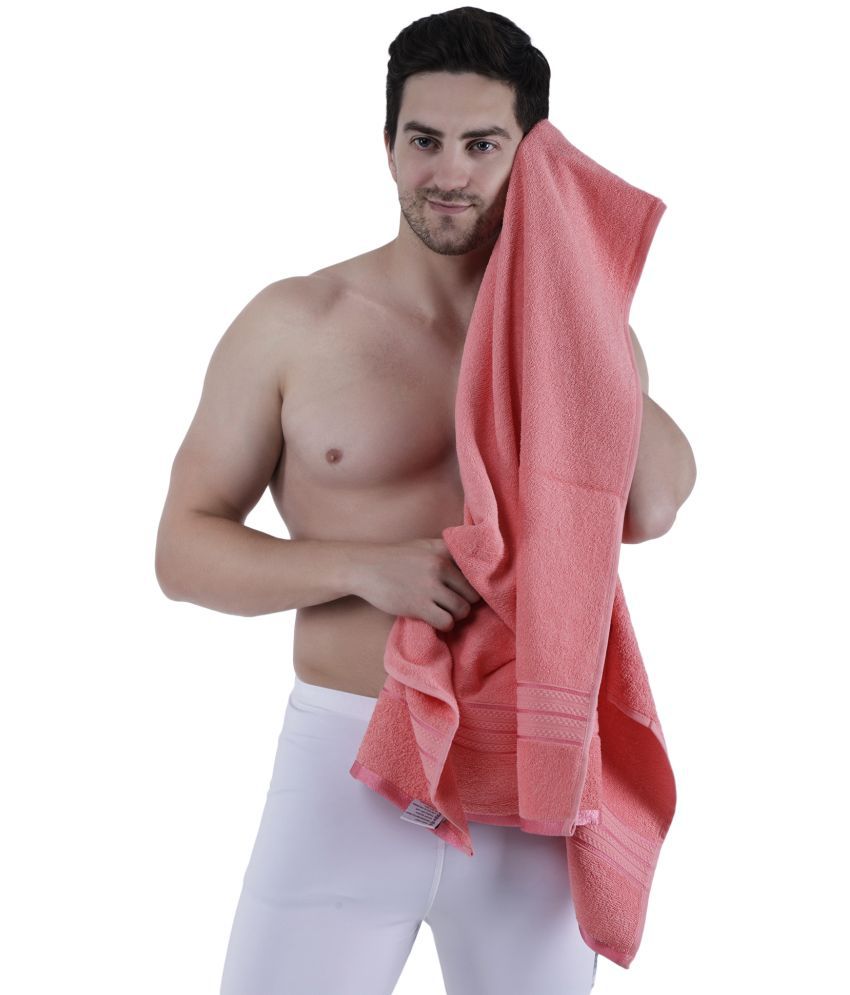     			Dollar Cotton Striped 500 -GSM Bath Towel ( Pack of 1 ) - Pink
