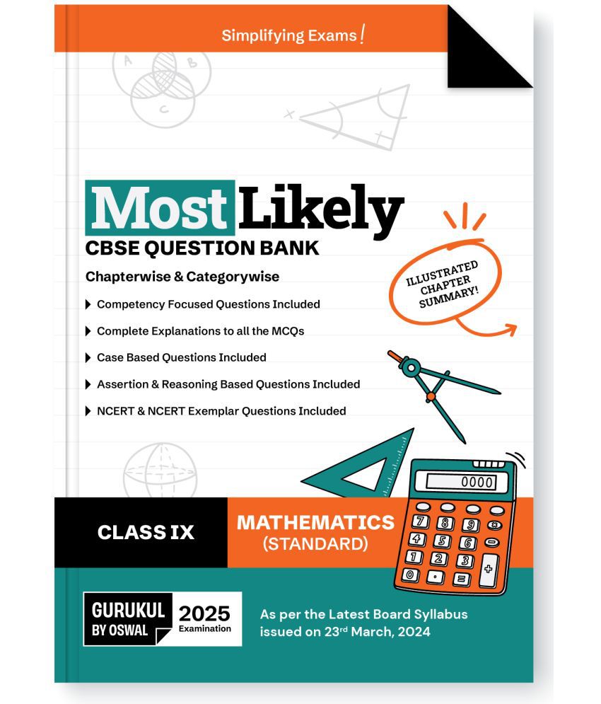     			Gurukul By Oswal Mathematics Most Likely CBSE Question Bank for Class 9 Exam 2025 - Chapterwise & Categorywise, New Paper Pattern (MCQs, Case, Asserti