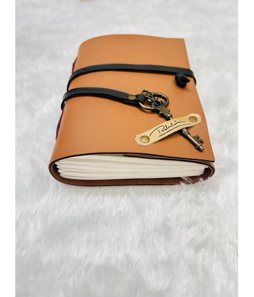     			MAKENSTYLECOLLECTION Leather journal with name printing A5 Journal Unruled 200 Pages (Brown)