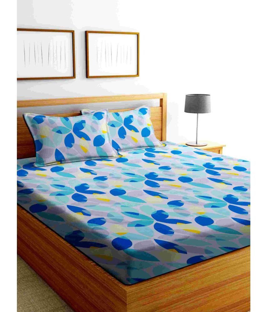     			Modefe Microfiber Nature 1 Double Queen Size Bedsheet with 2 Pillow Covers - Navy Blue