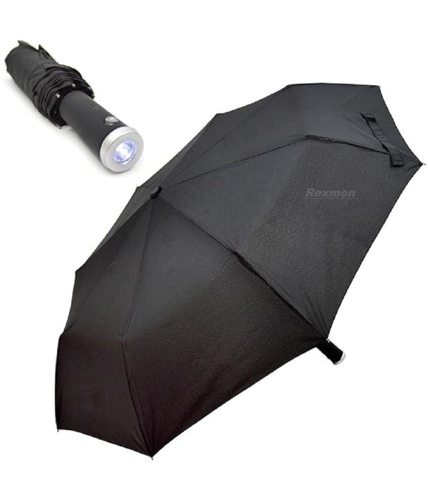    			NAMRA Umbrella Portable Travel Torch Umbrella|Umberallas for Rain Big Size|3 Fold with Auto Open and Close Umbrella |Perfect Car Umbrella, Backpack (Black Umbrella with LED light)