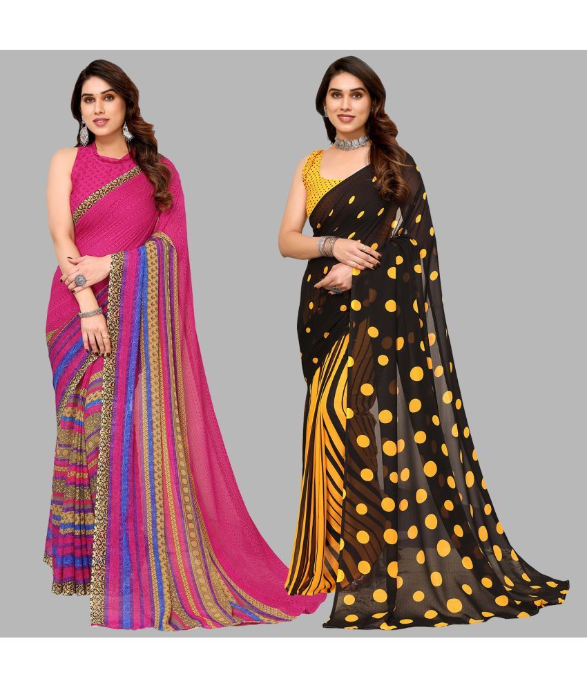     			ANAND SAREES Georgette Printed Saree With Blouse Piece - Multicolor ( Pack of 2 )