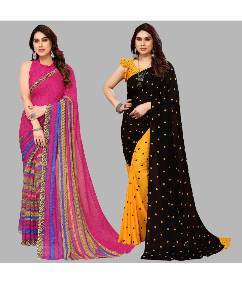     			ANAND SAREES Georgette Printed Saree With Blouse Piece - Multicolor ( Pack of 2 )