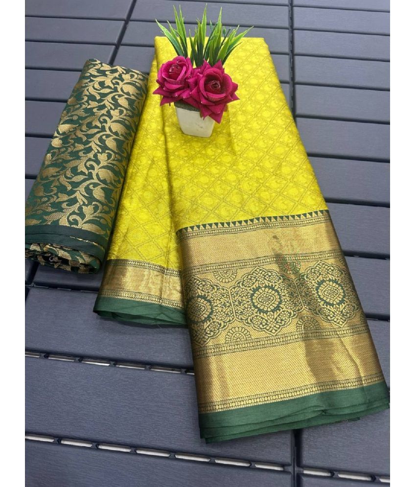     			Apnisha Cotton Silk Embellished Saree With Blouse Piece - Mustard ( Pack of 1 )