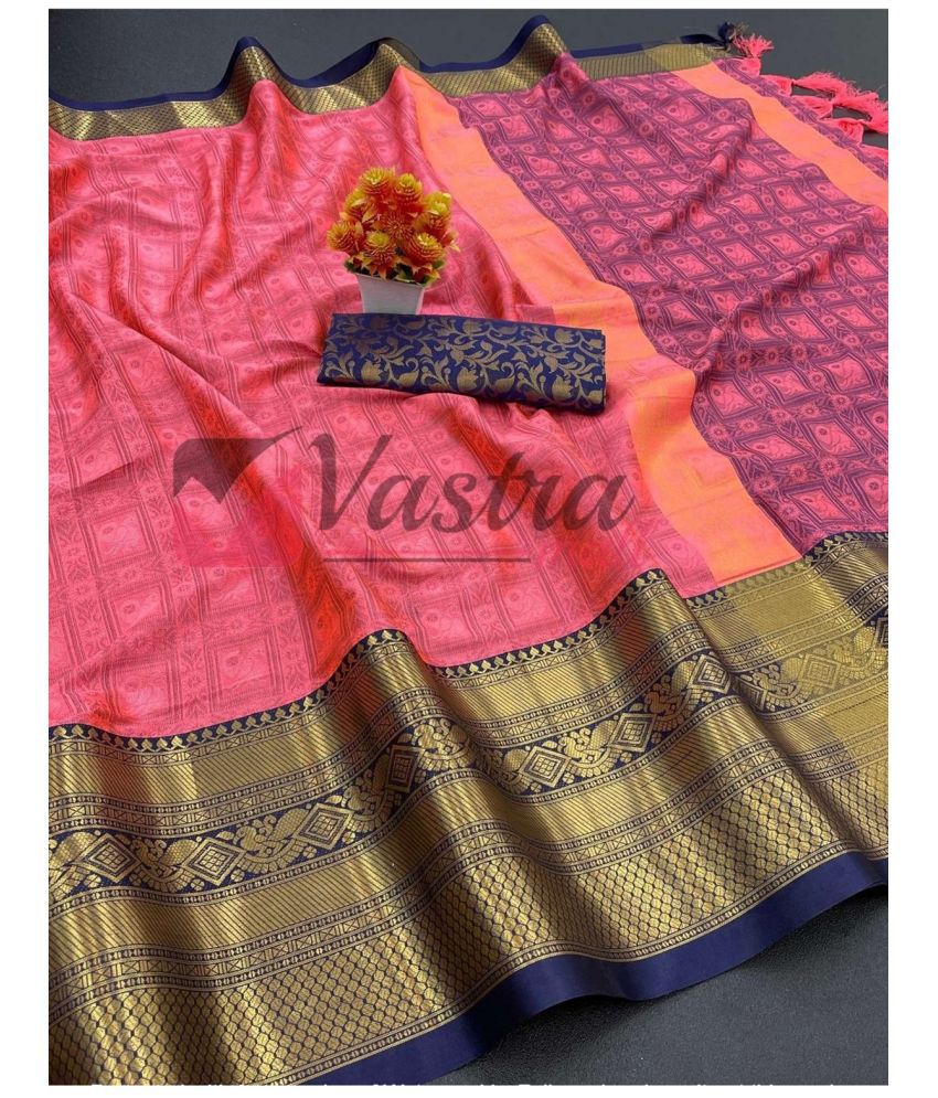     			Apnisha Cotton Silk Embellished Saree With Blouse Piece - Magenta ( Pack of 1 )