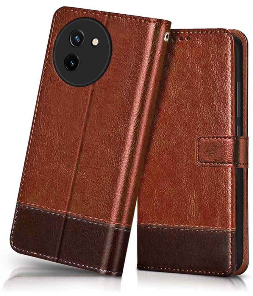     			Fashionury Brown Flip Cover Leather Compatible For Vivo T3x 5G ( Pack of 1 )