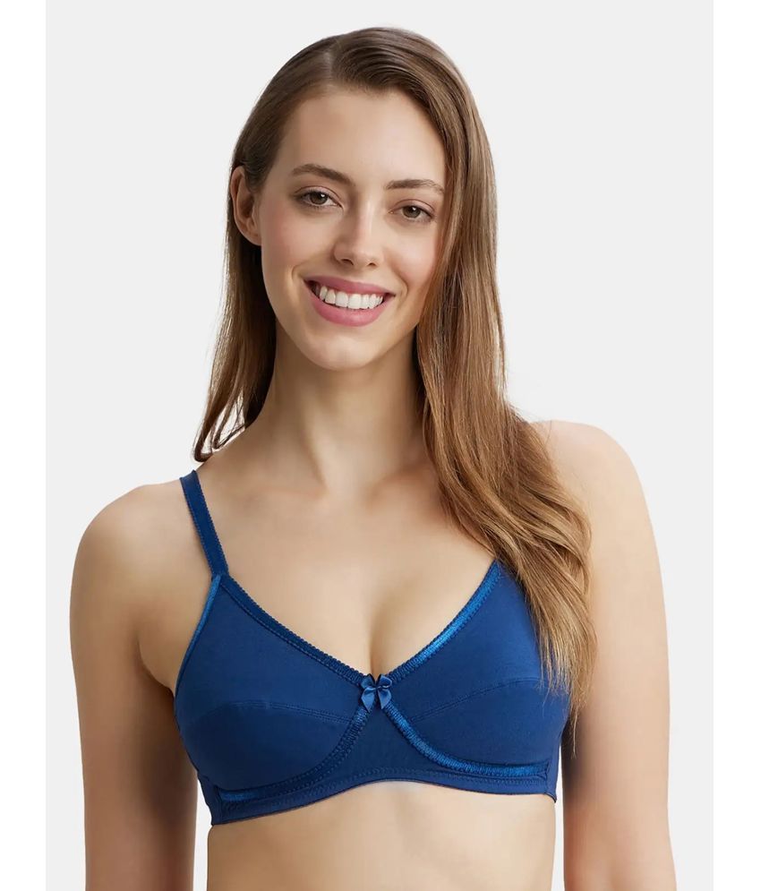     			Jockey 1242 Wirefree Non Padded Super Combed Cotton Elastane Cross Over Everyday Bra - Estate Blue