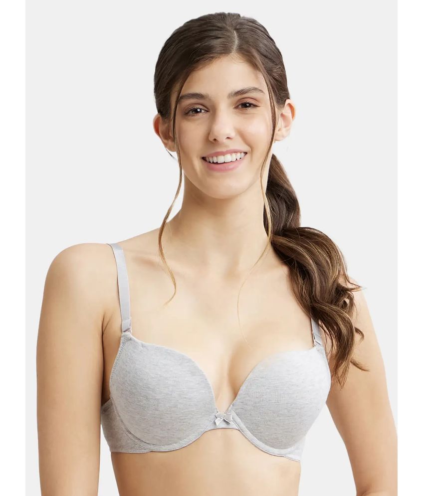     			Jockey FE53 Women's Wired Padded Super Combed Cotton Elastane Pushup Bra - Steel Grey Melange