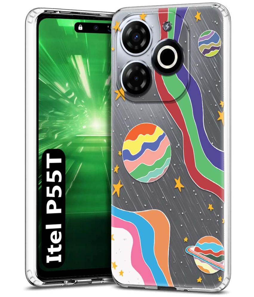     			NBOX Multicolor Printed Back Cover Silicon Compatible For Itel P55T ( Pack of 1 )