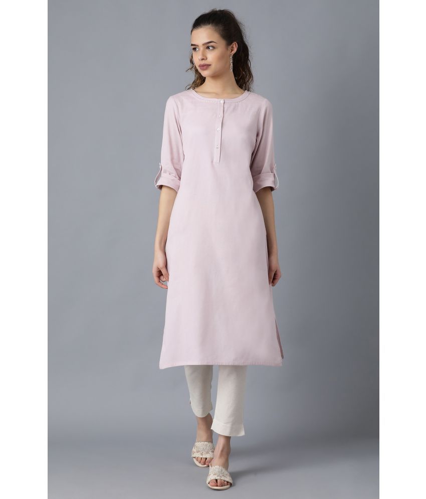     			W Cotton Blend Solid Straight Women's Kurti - Pink ( Pack of 1 )